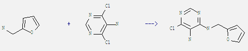 5-Amino-4,6-dichloropyrimidine can react with furfurylamine to get 6-chloro-N4-furfuryl-pyrimidine-4,5-diyldiamine